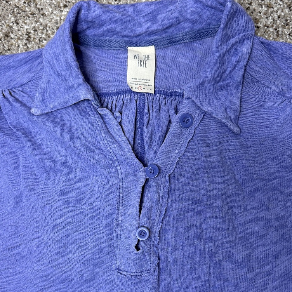 We The Free Rush Hour Linen Blend Periwinkle Long Sleeve Top - Picture 8 of 17